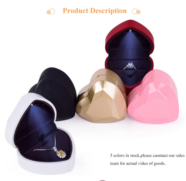 Heart Shaped Ring Box with LED Light