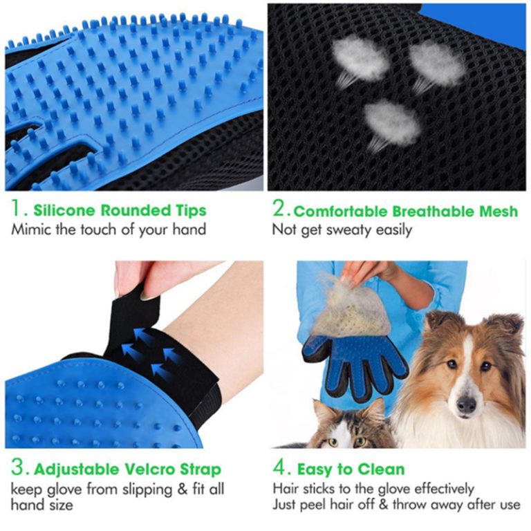 Pet grooming glove brush