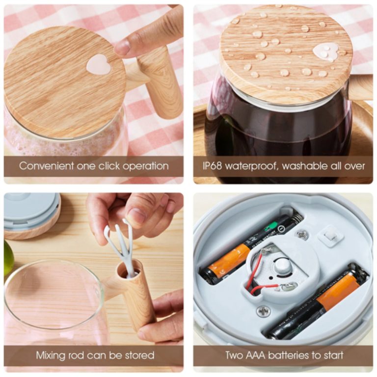 Portable Electric Stirring Mug (Borosilicate Glass)