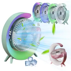 Adjustable 3-Speed Table Fan with Colorful LED Light