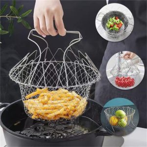 Foldable Stainless Steel Frying Basket Colander