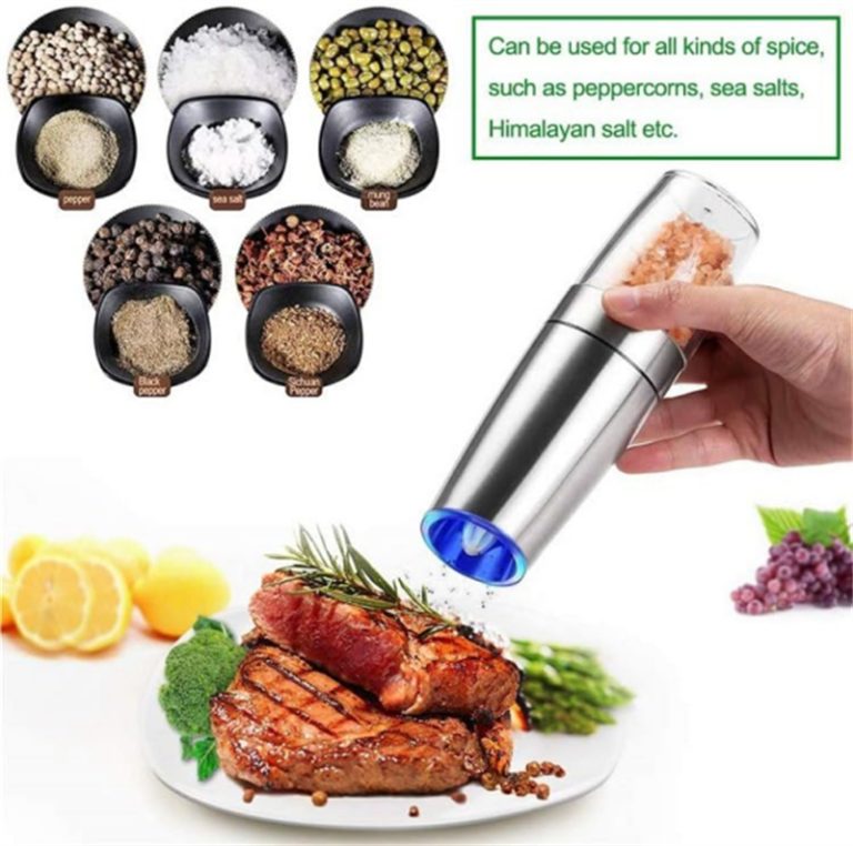 LED Gravity Salt & Pepper Grinder Set