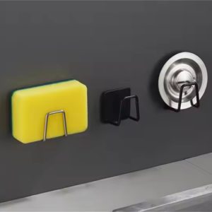 Stainless Steel Wall-Mounted Sponge Holder (Kitchen/Bathroom Organizer)