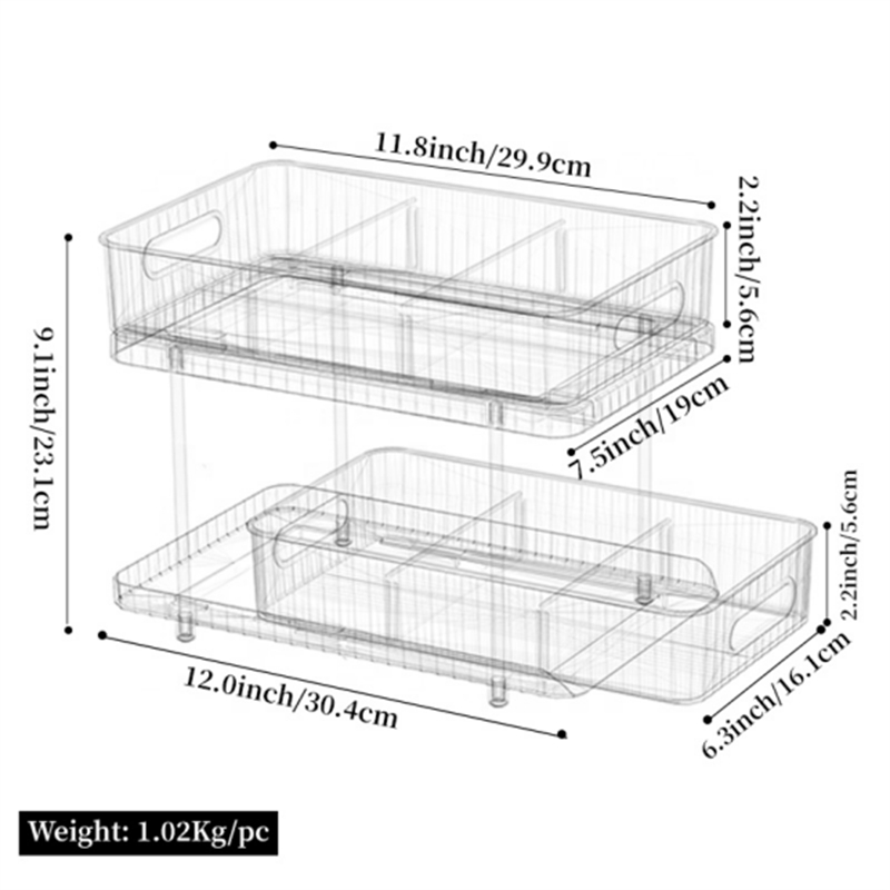 Stainless Steel & Transparent PET Storage Shelf