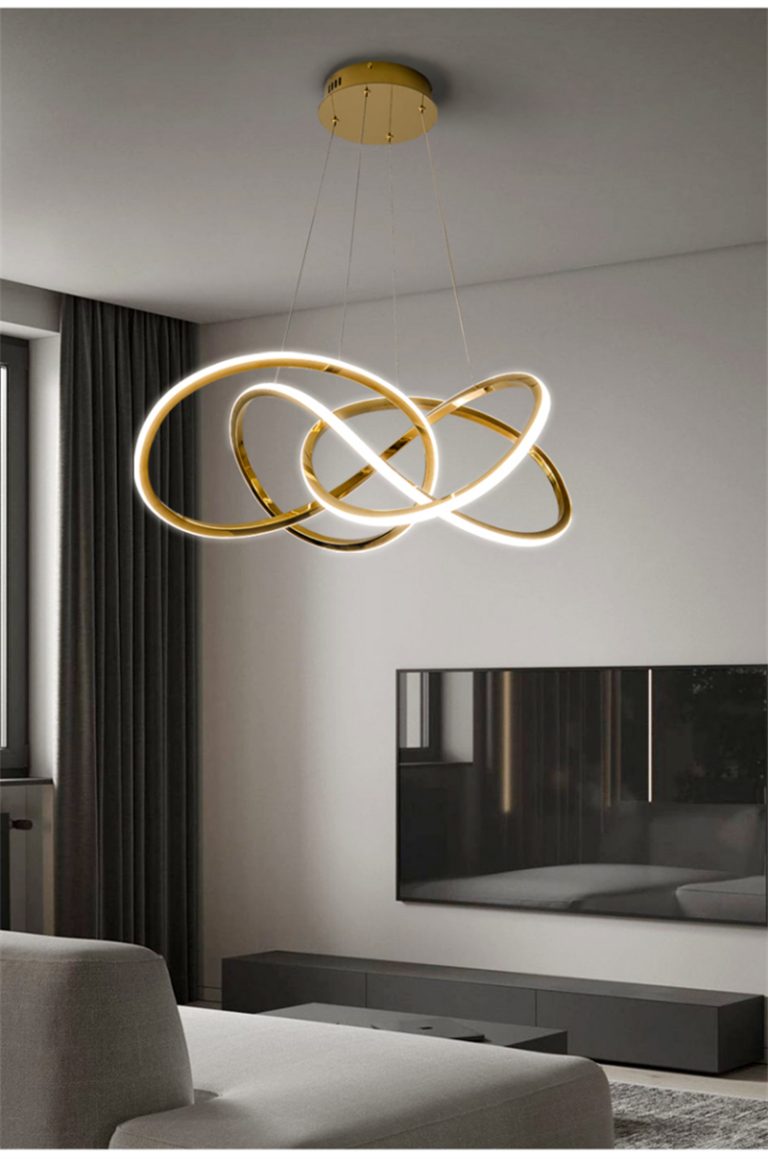 Italian Minimalist Gold Pendant Light – Art Ring Chandelier (Modern LED Fixture for Hotel/Villa | 3-CCT Adjustable | Iron & Gold Accent)