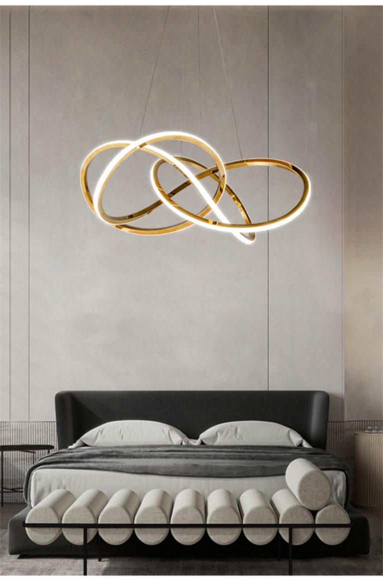 Italian Minimalist Gold Pendant Light – Art Ring Chandelier (Modern LED Fixture for Hotel/Villa | 3-CCT Adjustable | Iron & Gold Accent)