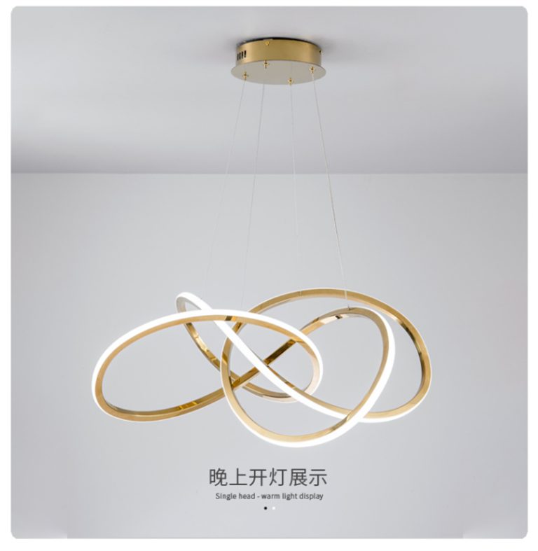 Italian Minimalist Gold Pendant Light – Art Ring Chandelier (Modern LED Fixture for Hotel/Villa | 3-CCT Adjustable | Iron & Gold Accent)