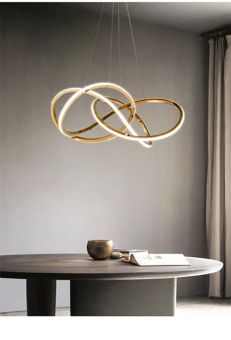 Italian Minimalist Gold Pendant Light – Art Ring Chandelier (Modern LED Fixture for Hotel/Villa | 3-CCT Adjustable | Iron & Gold Accent)