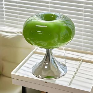 Bauhaus-Inspired Green Glass Table Lamp