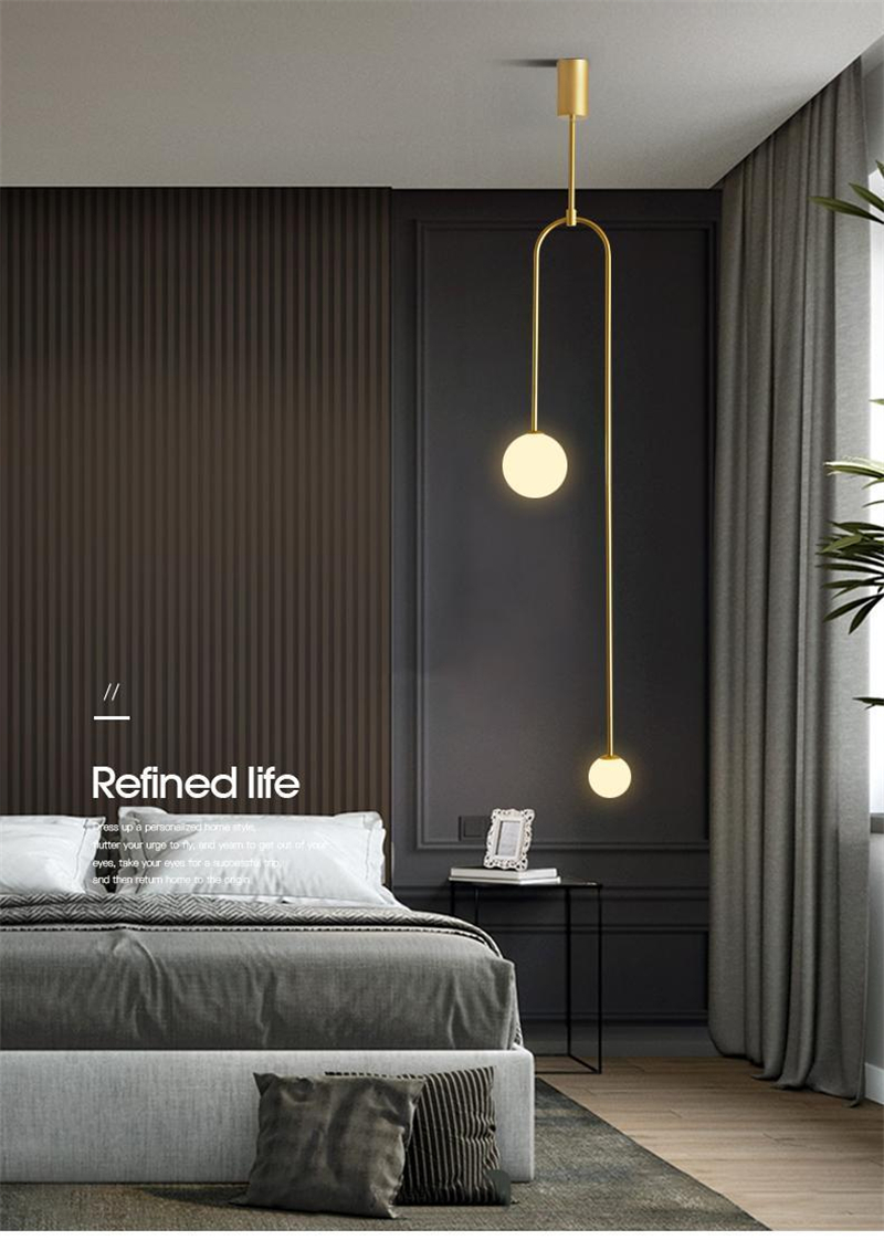 Nordic Pendant Bedside Lamp | Minimalist Glass Globe LED Light