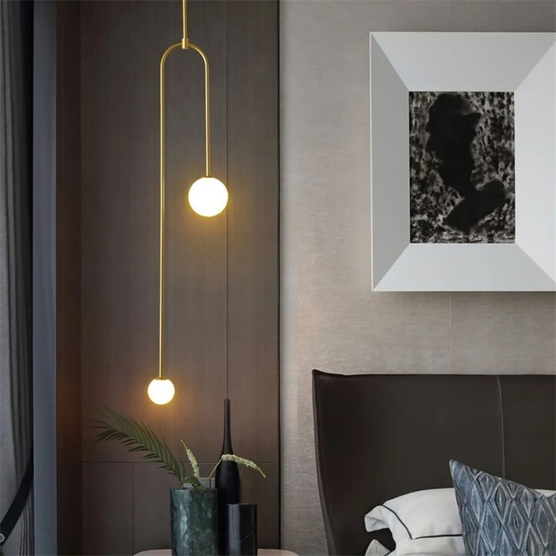 Nordic Pendant Bedside Lamp | Minimalist Glass Globe LED Light