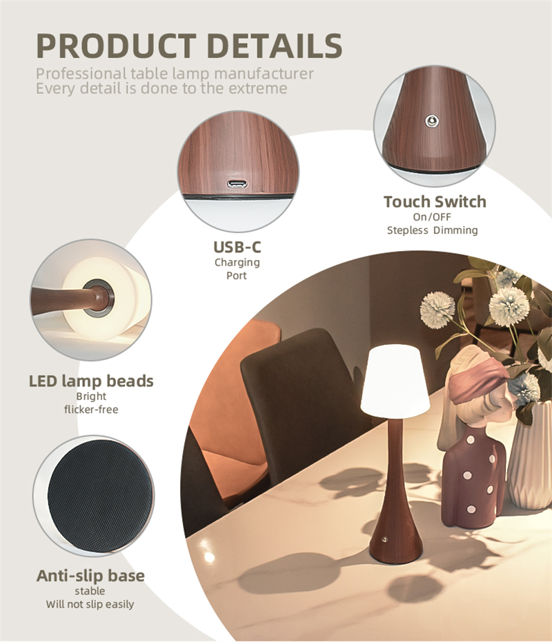 Portable touch-control table lamp for wedding decor